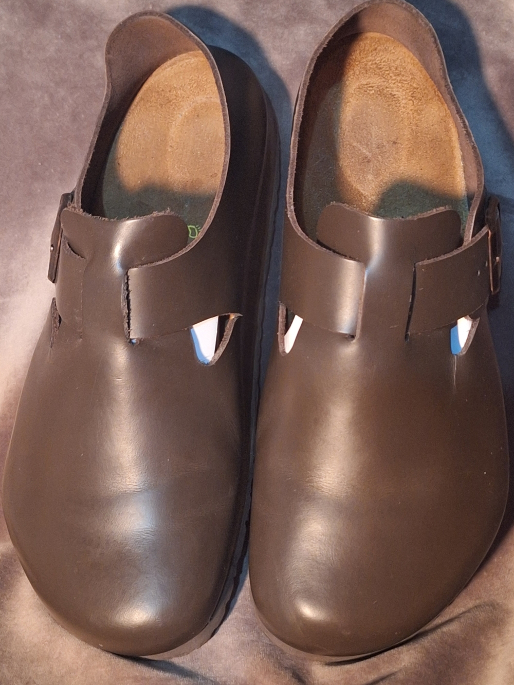 Birkenstock Dark Brown Leather Slip-On Clogs